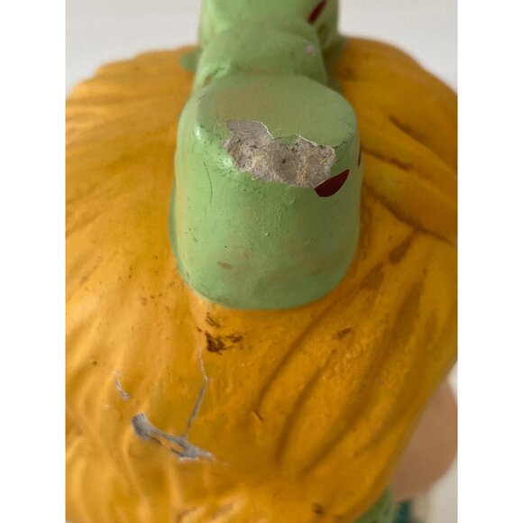 Vintage Girl Holding Flower COIN BANK Japan Ceramic Chalkware 1960's Decor AS IS - Picture 15 of 16